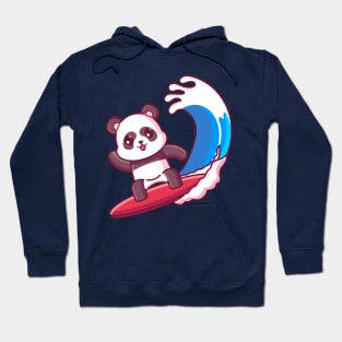 Cute panda surfing summer vacation Hoodie